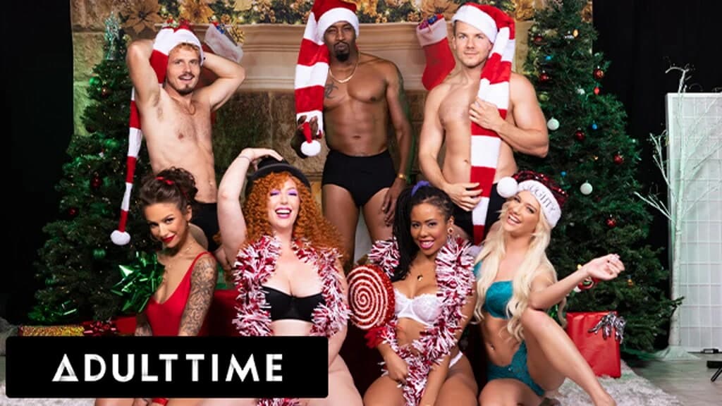 Yetişkin zamanı - çılgın Noel partisi! lauren phillips, kira noir, kenna james ve April Olsen ile